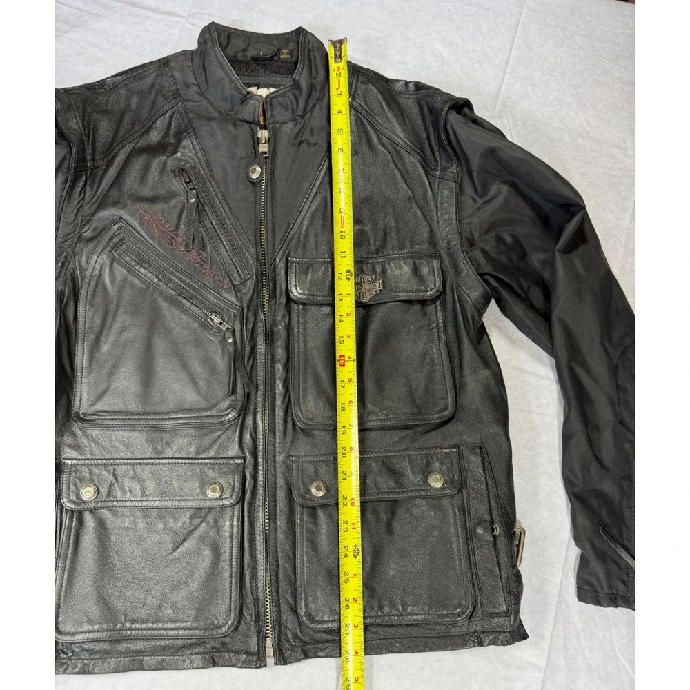 Harley Davidson Mens Biker Leather Convertible Jacket Vest L Black Moto Outdoor